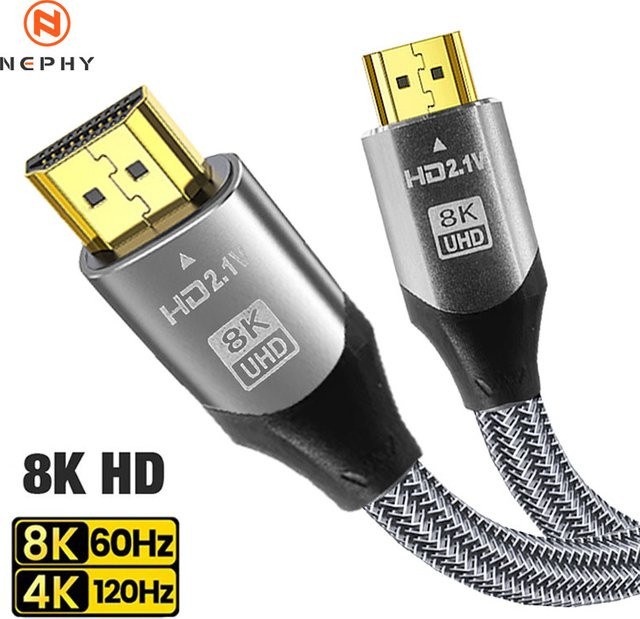 Nephy HDMI 2.1 Kabel in Schwarz für 8K@60Hz, 4K@120Hz und 2K@144Hz zur Verbindung von PS5, TV, Projektoren und Monitoren - Bild 1