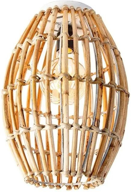 QAZQA Deckenlampe im rustikalen Design aus Bambus und Stahl, Farbe Weiß und Holz, E27 Fassung - Bild 1
