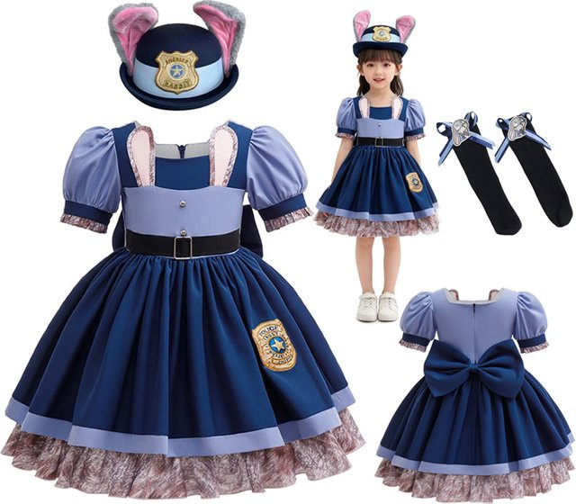 Paw Patrol Zoo Rabbit Judy Cosplay Kostüm, Mädchen, Polizist Hase Kleid mit Gürtel - Bild 1