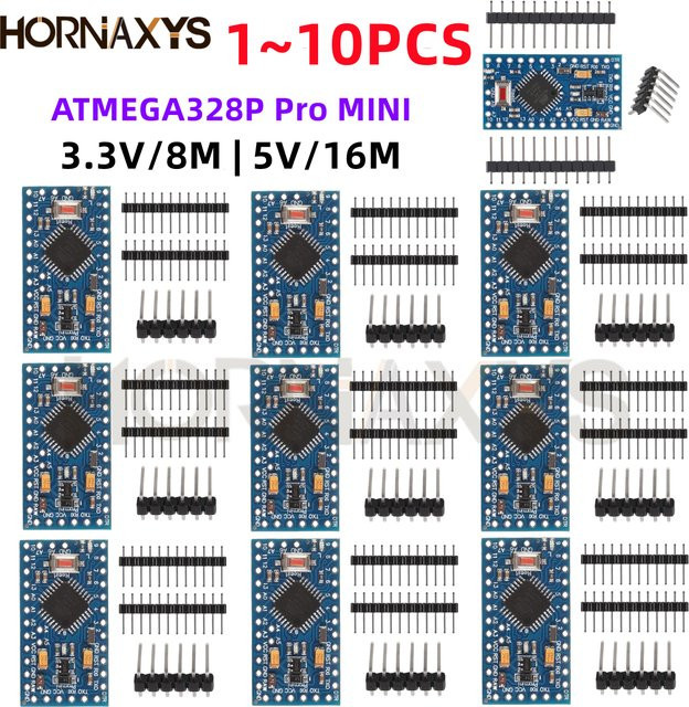 HORNAXYS Pro Mini ATMEGA328P Entwicklungsboard 5V 16MHz oder 3,3V 8MHz Elektronischer Baustein für Arduino in Blau - Bild 1