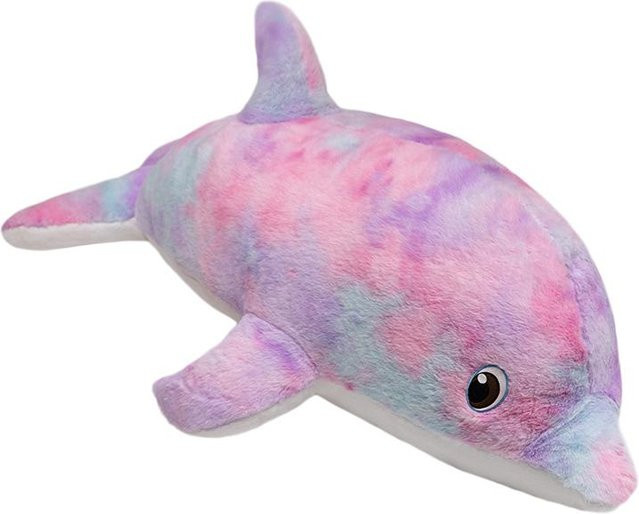 Yiran Health & Beauty Gestreifter Regenbogen Delfin Plüschtier, 50cm, Bunt / Mehrfarbig - Bild 1