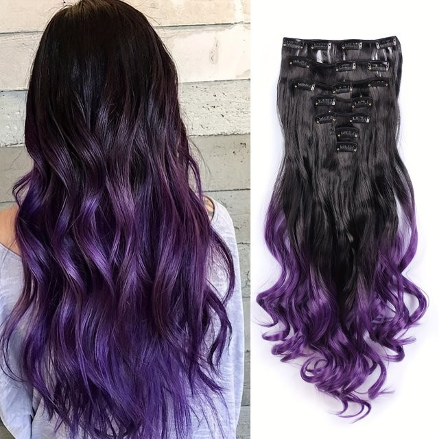 JIAMEISI Clip-in Haarverlängerung, 22 Zoll, Ombre, lockig gewellt, synthetisch, Damen - Bild 1