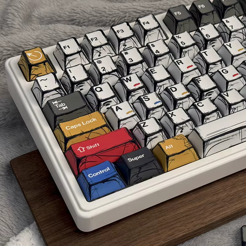 PBT-Tastenkappen im Comic-Stil mit Cherry Profile, 136 Tasten Set in Multicolour für mechanische Gaming-Tastaturen und Cherry MX Switches - Bild 2