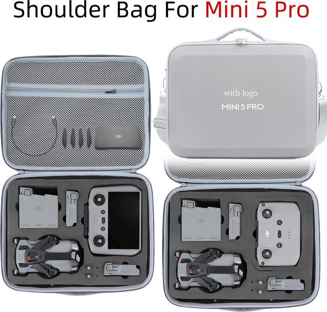 Stoßfeste DJI Mini 5 Pro Reise-Schutzhülle für Drohnenzubehör in Schwarz und Grau - Bild 1