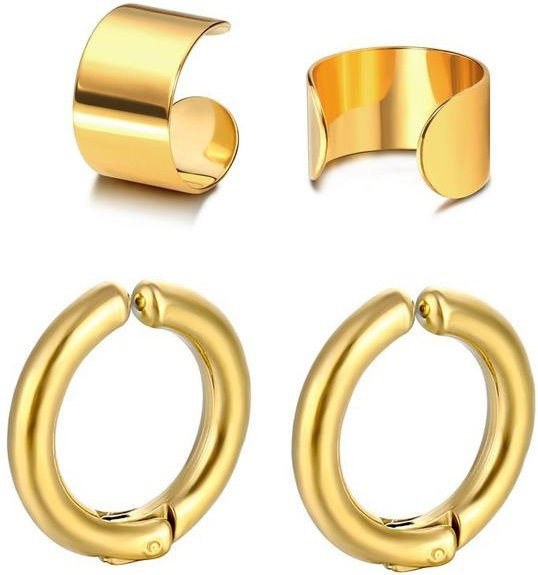 Allbestart Ohrmanschetten Edelstahl, Silber/Schwarz/Gold, Unisex - Bild 1