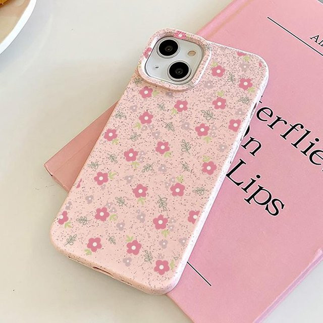 Stoßfeste Weizenstroh Handyhülle von TUNEDEE für iPhone in Pink - Bild 1