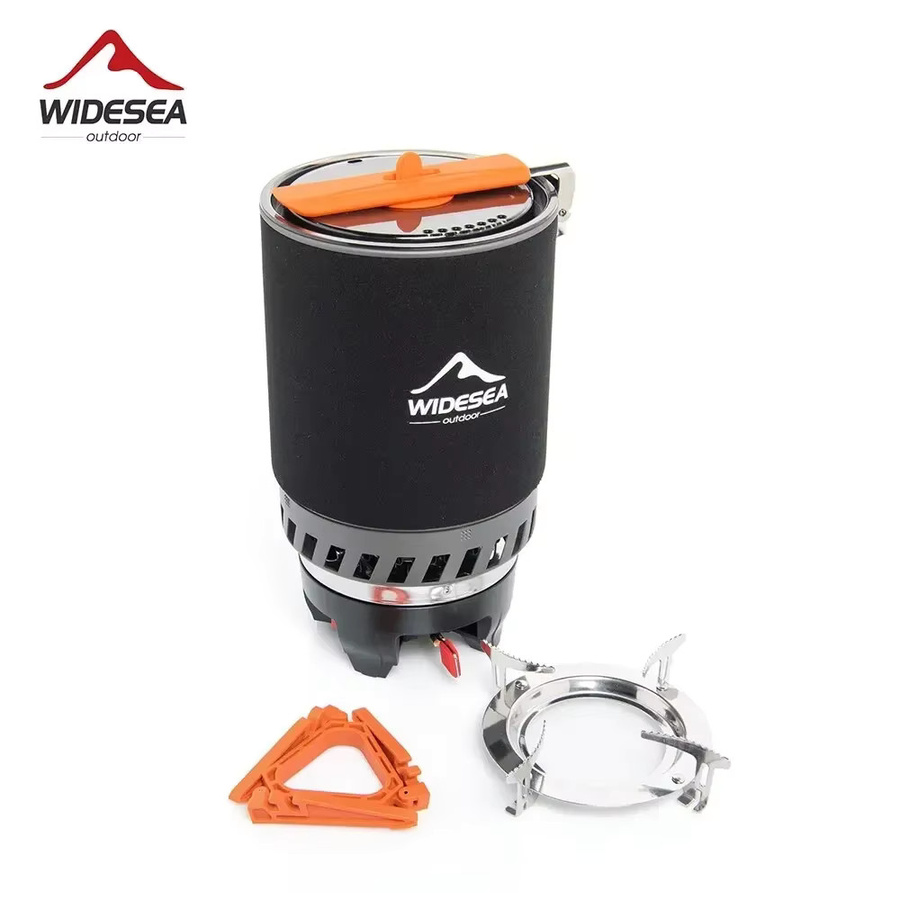 Widesea Camping Kochset aus Edelstahl mit Gas-Herdbrenner und Wärmetauscher in Schwarz - Bild 3