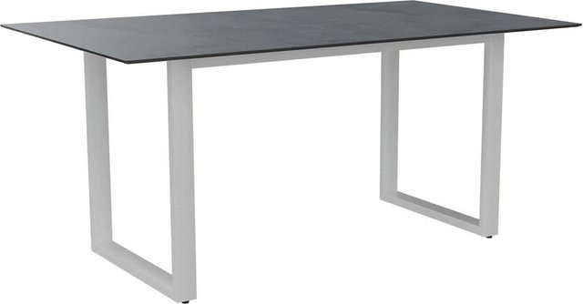 Stern Kufentisch Silverstar 2.0 aus Aluminium in Weiß mit Tischplatte in Zement-Dekor, B: 160 cm, T: 90 cm, H: 73,5 cm - Bild 1