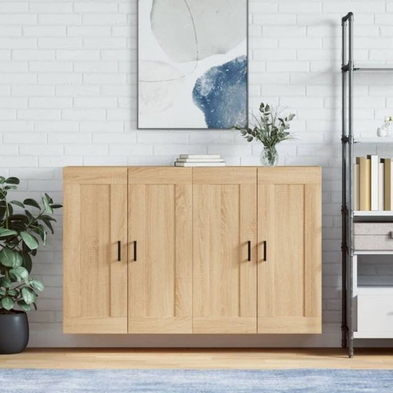 Vidaxl Wandschränke 2er-Set in Sonoma-Eiche Natur aus Holzwerkstoff mit Drehtüren und Metall, Modernes Design - Bild 1