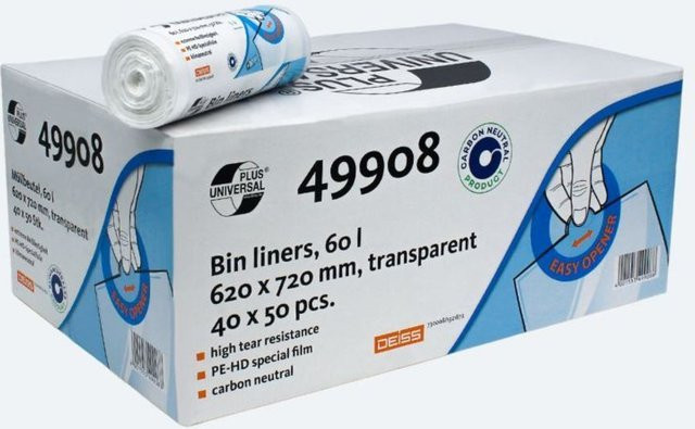 Deiss Universal Plus Müllbeutel, grau, 60 l, Höhe: 72 cm, 40 Stück pro Packung - Bild 1