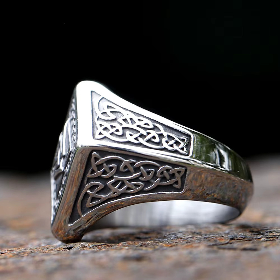 Vikingar Lin Ring, Edelstahl, Vintage, Valknut Amulett, Unisex - Bild 2