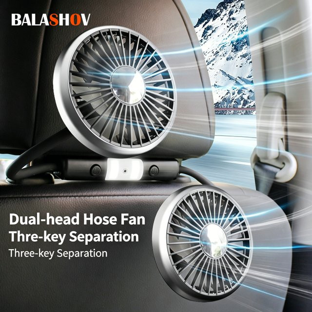 BALASHOV Mini USB-Ventilator mit zwei Köpfen, 360 Grad rotierender 3-Gang-Kühlventilator in Schwarz - Bild 1