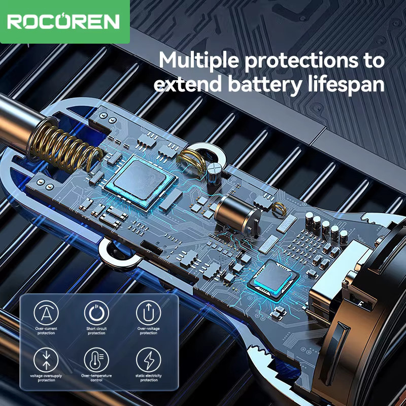 Rocoren 105W Multi 6 Ports Auto Ladegerät für Rücksitz mit USB Typ C Schnellladegerät in Schwarz - Bild 4