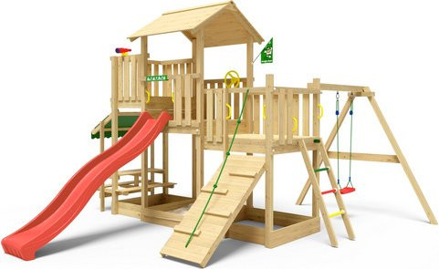 JUNGLE GYM Spielturm Habitat in Rot und Grün, B/T/H: 452 x 490 x 310 cm - Bild 1
