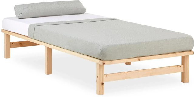 Homestyle4u Palettenbett aus massiver Kiefer mit Lattenrost in Braun, B/T/H: 90 x 200 cm - Bild 1