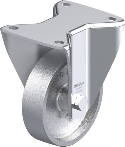 Blickle Bockrolle 7930 BH-G 125G-3 aus verzinktem Stahl, Farbe: Silber, Rad-Durchmesser: 125 mm, Tragfähigkeit: 450 kg - Bild 1