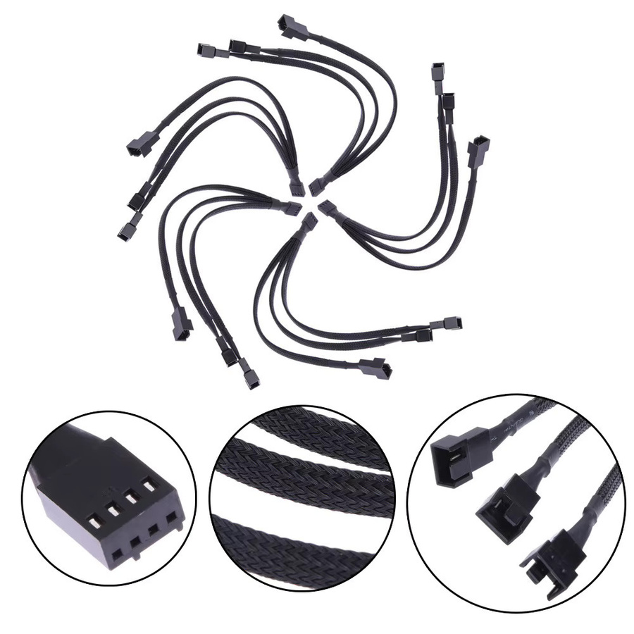 OULLX 4-Pin PWM CPU Power Splitter Kabel für Desktop PC, geflochtene Draht-Adapter für Lüfter und Kühler, Schwarz - Bild 4