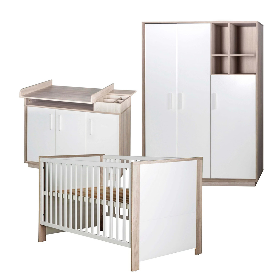 Roba Kinderzimmerset Olaf in Weiß mit Schrank, Bett und Wickelkommode aus lackiertem Holz - Bild 1