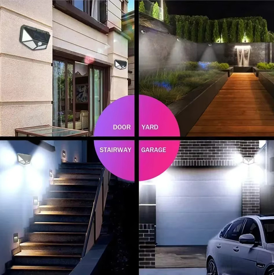 NEWBIRTH Solar-Wandleuchte mit 100 LED und PIR-Bewegungssensor, moderne Außenbeleuchtung für Garten und Hof in Schwarz oder Weiß - Bild 3