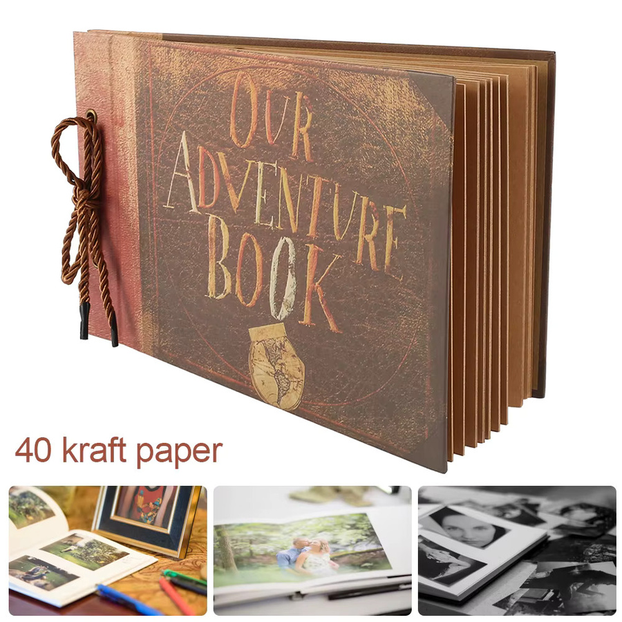 DIY Reisefotoalbum aus Leder im Retro-Stil, 160 Seiten, braun, Hardcover mit blanko Seiten für deine kreativen Erinnerungen - Bild 4