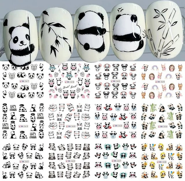 Full Beauty Nail Art Aufkleber, Panda Design, 12 Designs - Bild 1