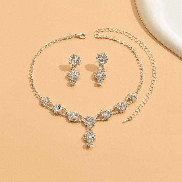 Lucky Star Jewelry Schmuck-Set, Messing, Silber, Zirkonia, Damen, 45cm - Bild 1