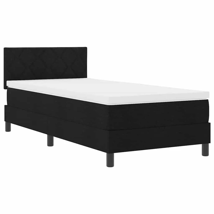 vidaXL Boxspringbett mit Matratze Schwarz aus Stoff, B/T/H: 100 x 200 x 203 cm - Bild 2
