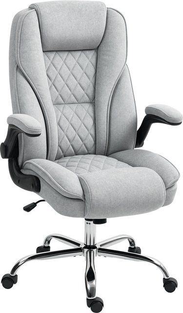 Ergonomischer HOMCOM Bürostuhl aus samtigem Stoff in Grau mit hochklappbaren Armlehnen, höhenverstellbar und 360 Grad drehbar - Bild 1
