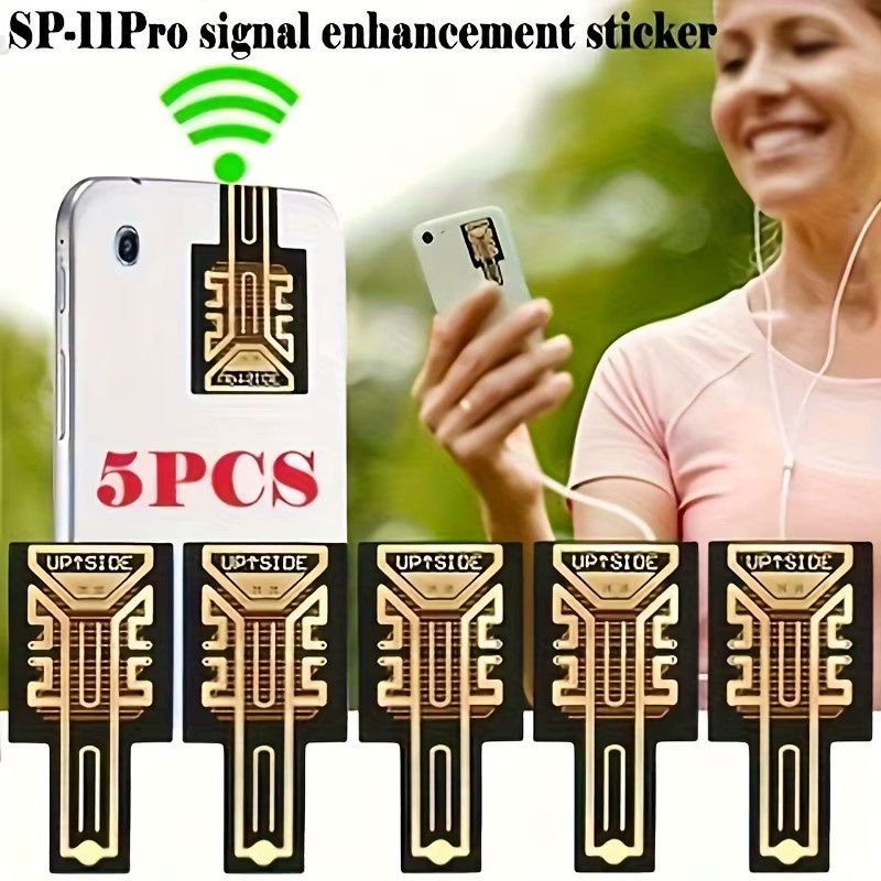 8er Set SP11 Pro Smartphone Signal Booster Aufkleber als universeller Handy Antennen Verstärker für Videoanrufe und Gaming in Gold - Bild 2