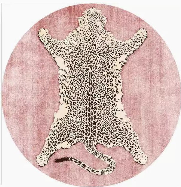 Runder Plüschteppich mit Leopardenmuster von Wucifang Jewelry in Pink, weicher Kunstfell-Teppich für Wohnzimmer oder Schlafzimmer, Durchmesser: 80 cm - Bild 1