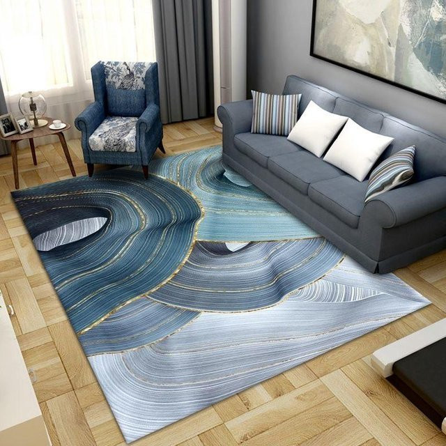 HGHT Abstrakter Bereichsteppich Modern Maschinenwaschbar Blau B/T: 80 x 120 cm - Bild 1