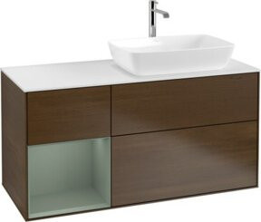 V&B Waschtischunterschrank Finion mit Wandbeleuchtung, Farbe: Weiß, B/T/H: 120 x 50,1 x 50,1 cm - Bild 1