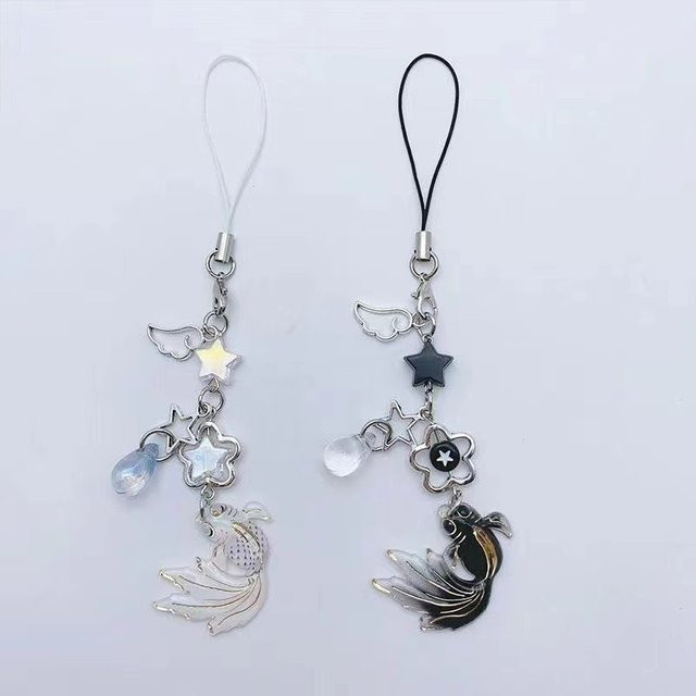 Lucky Koi China-Chic Handykette mit Koi Stern und Perlen in Schwarz und Multicolour - Bild 1
