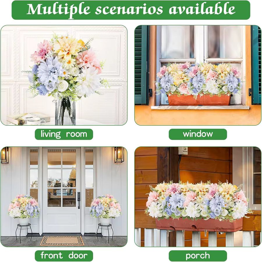 Künstliche Blumen Set von smr aus Seide in Multicolor für Hochzeit und Dekoration von Tisch, Garten oder Schlafzimmer mit Rosen, Dahlien und Hortensien - Bild 1