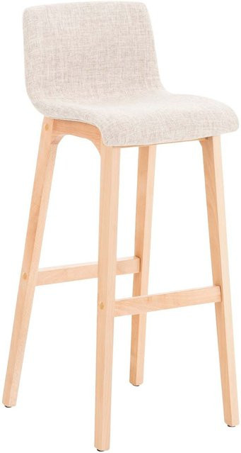 TPFLiving Barhocker Hope mit 4-Fuß Gestell in Natura und Stoff in Creme - Bild 1