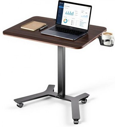 VEVOR Höhenverstellbarer Schreibtisch mit Rollen, Mobiler Computertisch aus Metall und MDF, B/T/H: 71,5 x 52,0 x 72,5-107,0 cm, Schwarz/Braun - Bild 1
