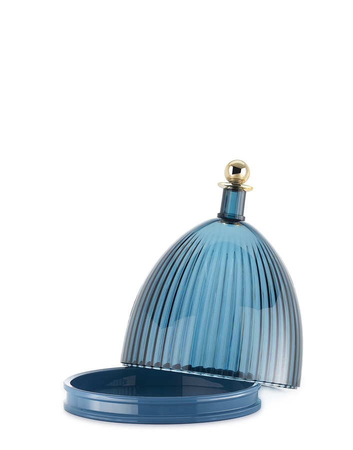 Kartell La Coupole Tablett mit Glocke aus Glas in Blau und Multicolour mit Streifenmuster - Bild 2
