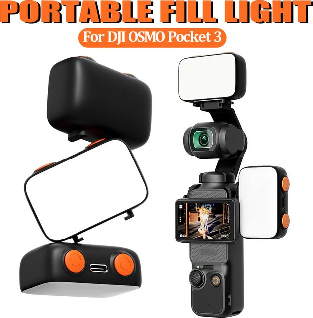 DJI Osmo Pocket 3 Mini-LED-Licht in Schwarz als wiederaufladbare Zusatzbeleuchtung für Video und Selfie - Bild 1
