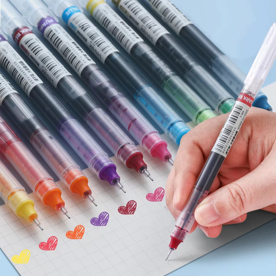 10 Stück farbige Gelstifte in Multicolour und Blau mit 0,5 mm Spitze, schnell trocknende Tintenstifte für Notizen und Zeichnungen - Bild 3