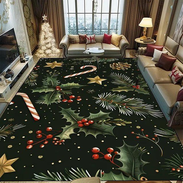 Waschbarer Weihnachtsteppich von Karpetti im amerikanischen Stil für Wohnzimmer und Schlafzimmer, Mehrfarbig, B x T: 160 x 200 cm - Bild 1