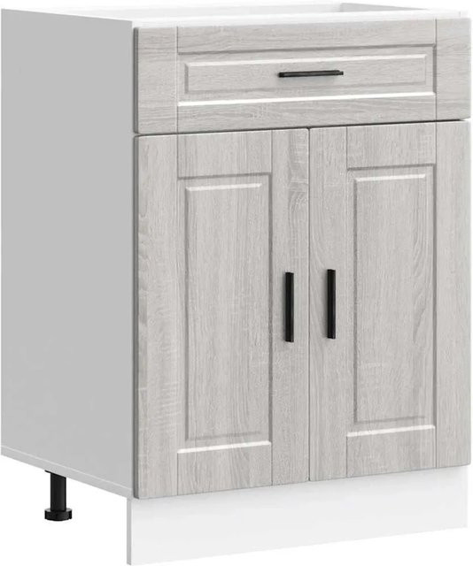 vidaXL Küchenunterschrank Porto in Grau Sonoma Holzwerkstoff B: 60,0 cm, H: 81,5 cm, T: 46,0 cm - Bild 1