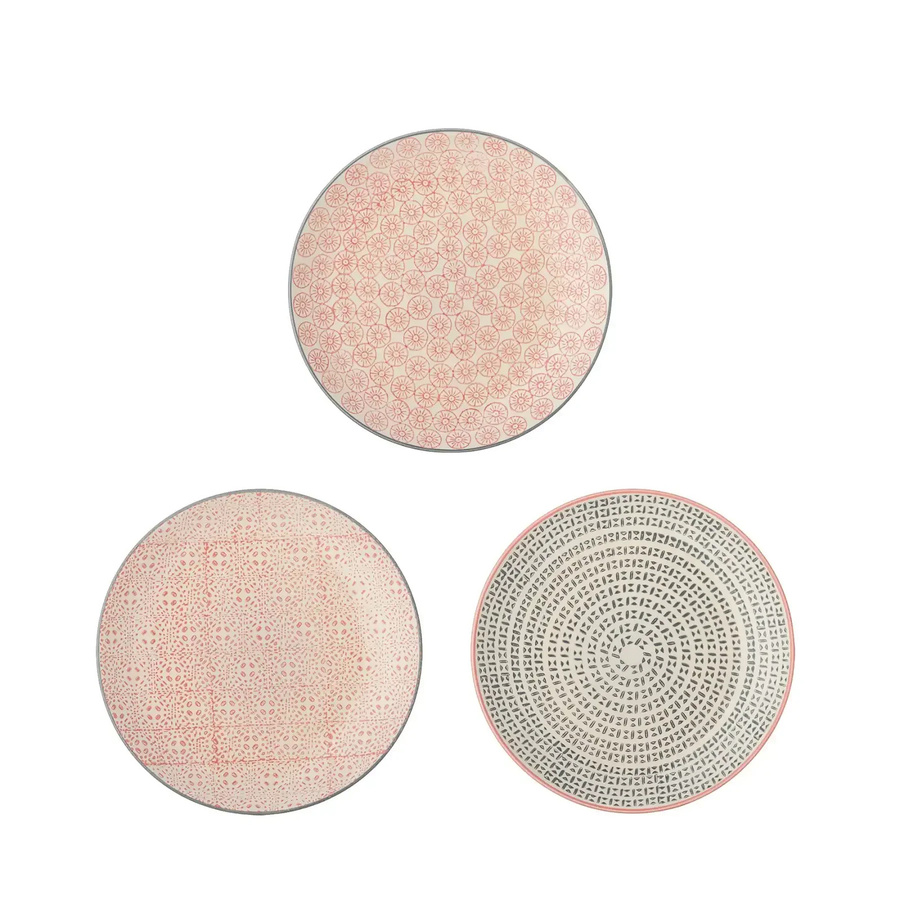 Bloomingville Cécile Teller Set, Rosa, 3er Set, Durchmesser: 20 cm - Bild 1
