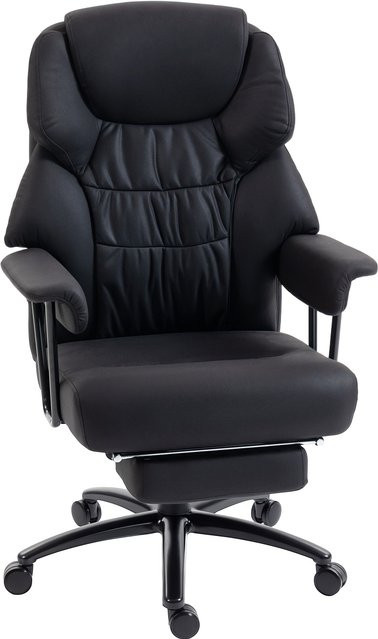 HOMCOM Ergonomischer Bürostuhl mit 3D-Knetmassage und Liegefunktion, Schwarzer Chefsessel aus Kunstleder mit Kopfstütze und Armlehnen, Aosom - Bild 1