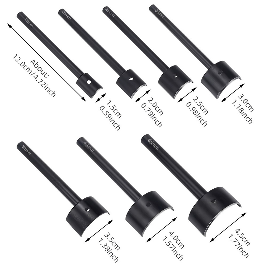QJH 3-teiliges Set Halbkreisförmige Lederstanzen 15-45mm für Lederbearbeitung und DIY-Schneidewerkzeug zur Endbearbeitung von Gürteln und Schulterriemen - Bild 3