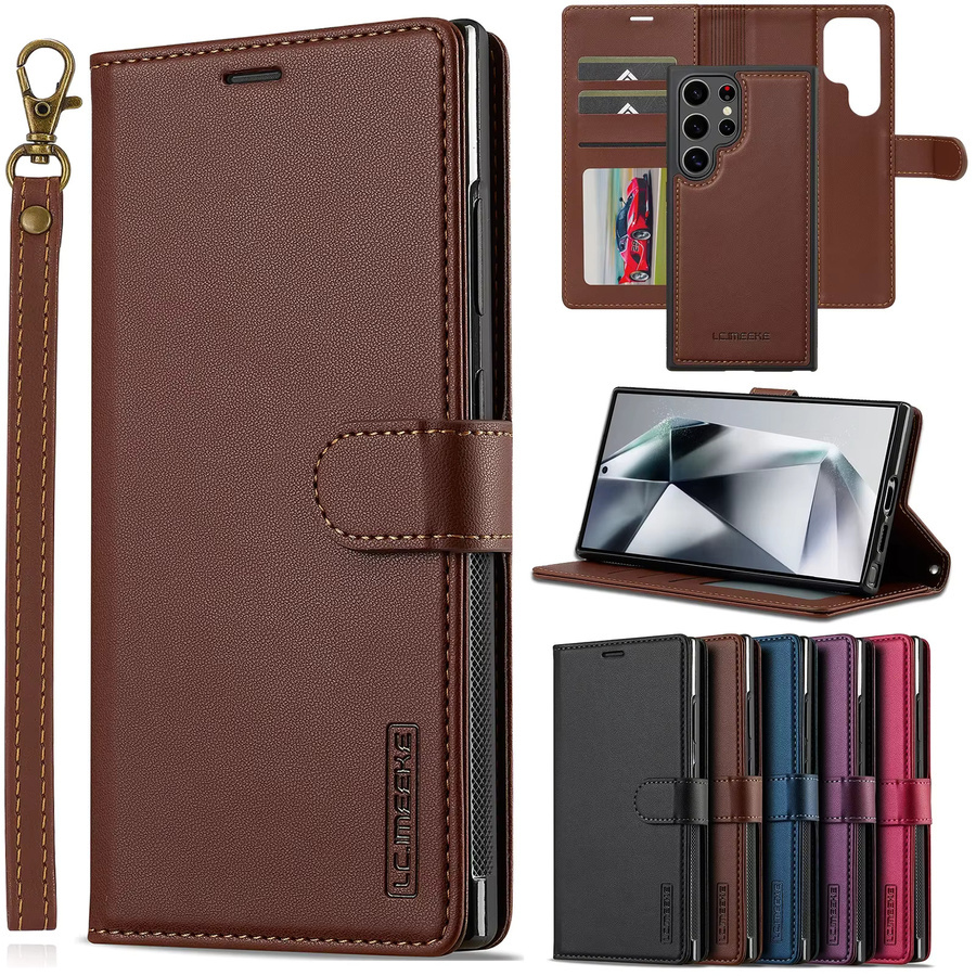 Leder Magnetische Flip Wallet Case für Samsung Galaxy S26 S25 S24 S23 S22 S21 sowie A17 A16 A36 A56 A15 A35 A55 A54 A34 in Braun - Bild 2