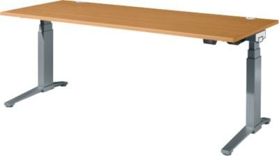 Schäfer Shop Genius ERGOSTYLE S Schreibtisch elektrisch höhenverstellbar, Rechteck, C-Fuß mit Memory Master, Buche/anthrazit, B: 200 cm, T: 80 cm, H: 63,5-130,5 cm - Bild 1