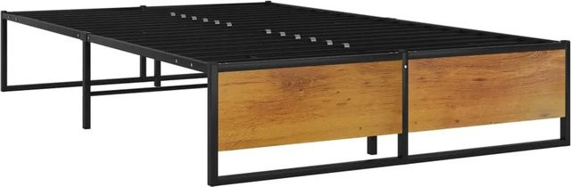 vidaXL Bettgestell aus Metall in Schwarz mit festem Lattenrost B/T/H: 120 x 200 x 32,5 cm - Bild 1
