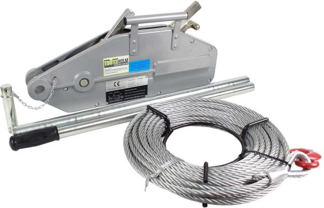 TRUTZHOLM Seilzug Greifzug Forstseilwinde mit 20m Seil, Silber, 1600kg Tragkraft - Bild 1