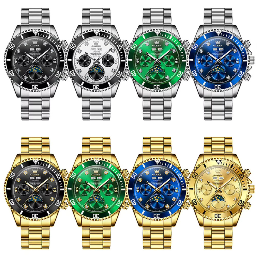 OLEVS Automatik-Armbanduhr, Edelstahl, Mondphase, Silber, Herren - Bild 4