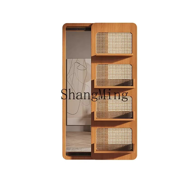 CL Home Wandmontierter Ganzkörperspiegel aus Massivholz in Braun, Modernes Design für das Schlafzimmer - Bild 2